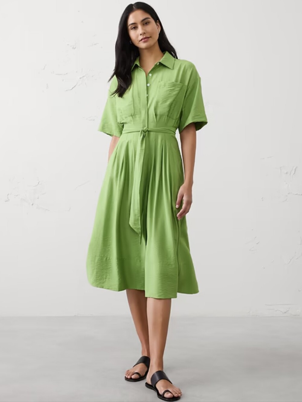 NWT Pleated Midi Shirtdress